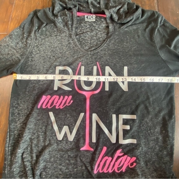 EVCR “Run Now Wine Later” Burnout Hoodie Sweatshirt - Picture 7 of 10